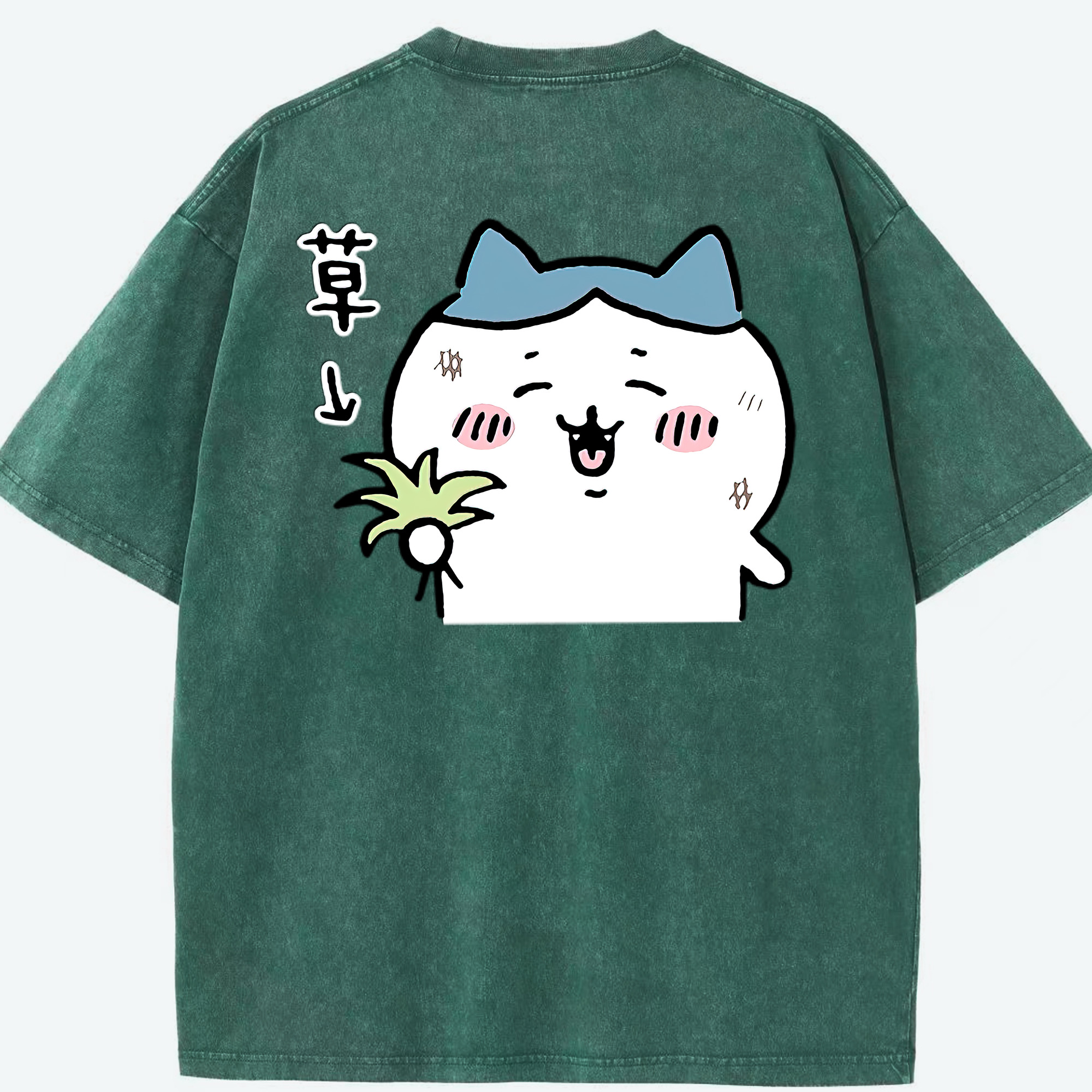 （画像用） ちいかわ ハチワレ Chii-kawa hachiware 綿100% ヴィンテージ風 半袖Tシャツ（背面プリント）